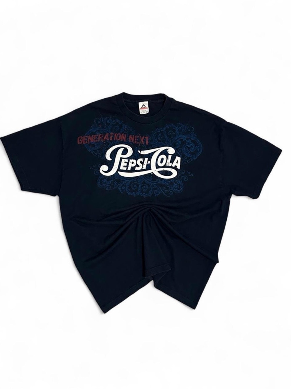 Menโs Vintage 90s Pepsi Cola Promotional Generation Next Navy Blue T-Shirt 2XL